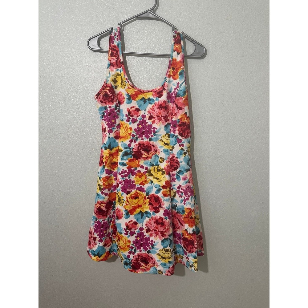 Ambiance Apparel Floral Mini Dress Scoop Neck Size Large